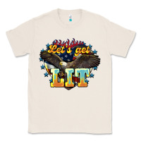 Natural lets get lit america eagle Classic Tee - NancyCooperArtShop