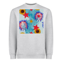 Heather Grey patriotic fireworks and sunflower Heavyweight Sweatshirt - BundleAndBundleShop