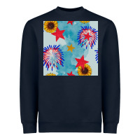 Navy patriotic fireworks and sunflower Heavyweight Sweatshirt - BundleAndBundleShop