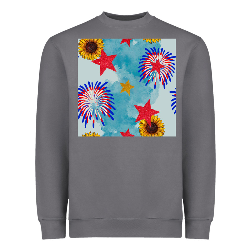 Patriotic Fireworks And Sunflower Heavyweight Sweatshirt by BundleAndBundleShop | Teevron