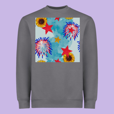 Patriotic Fireworks And Sunflower Heavyweight Sweatshirt Designed By Bundleandbundleshop
