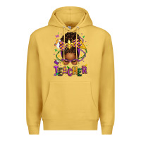 Antique Gold mardi gras teacher afro messy bun Premium Hoodie - texasbilliewilder