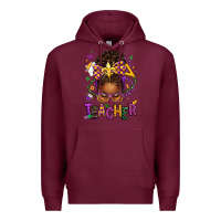 Burgundy mardi gras teacher afro messy bun Premium Hoodie - texasbilliewilder
