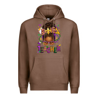 Chestnut mardi gras teacher afro messy bun Premium Hoodie - texasbilliewilder