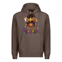 Coffee mardi gras teacher afro messy bun Premium Hoodie - texasbilliewilder