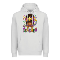 Dove Grey mardi gras teacher afro messy bun Premium Hoodie - texasbilliewilder