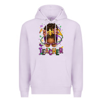 Lilac mardi gras teacher afro messy bun Premium Hoodie - texasbilliewilder