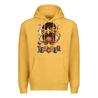 Mustard mardi gras teacher afro messy bun Premium Hoodie - texasbilliewilder