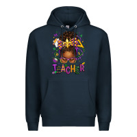 Navy mardi gras teacher afro messy bun Premium Hoodie - texasbilliewilder