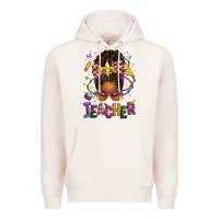 Pale Pink mardi gras teacher afro messy bun Premium Hoodie - texasbilliewilder