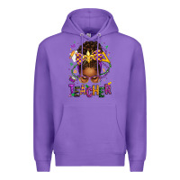 Purple mardi gras teacher afro messy bun Premium Hoodie - texasbilliewilder