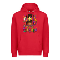Red mardi gras teacher afro messy bun Premium Hoodie - texasbilliewilder