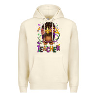 Sandshell mardi gras teacher afro messy bun Premium Hoodie - texasbilliewilder