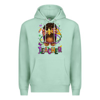 Seafoam mardi gras teacher afro messy bun Premium Hoodie - texasbilliewilder