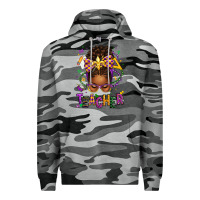 Slate Camo mardi gras teacher afro messy bun Premium Hoodie - texasbilliewilder