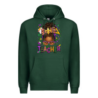 Sports Green mardi gras teacher afro messy bun Premium Hoodie - texasbilliewilder