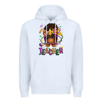 White mardi gras teacher afro messy bun Premium Hoodie - texasbilliewilder