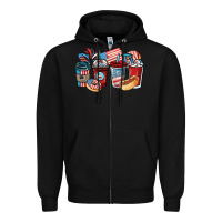 Black 4th of july coffee cups Zipper Hoodie - NancyCooperArtShop
