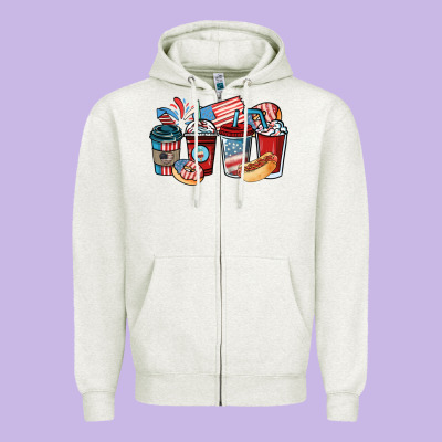 4th Of July Coffee Cups Zipper Hoodie Designed By Nancycooperartshop