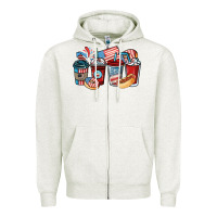 Oatmeal Heather 4th of july coffee cups Zipper Hoodie - NancyCooperArtShop