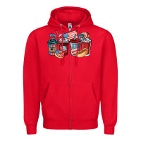 Red 4th of july coffee cups Zipper Hoodie - NancyCooperArtShop
