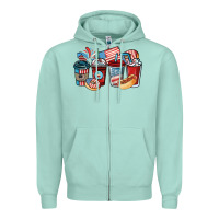 Seafoam 4th of july coffee cups Zipper Hoodie - NancyCooperArtShop