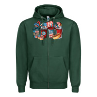 Sports Green 4th of july coffee cups Zipper Hoodie - NancyCooperArtShop