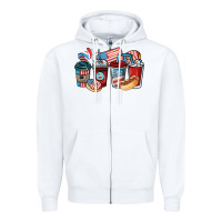 White 4th of july coffee cups Zipper Hoodie - NancyCooperArtShop