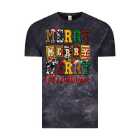 Cloud Black merry merry merry christmas ado Vintage Tee - AdoDesignShop