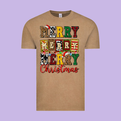 Merry Merry Merry Christmas Ado Vintage Tee Designed By Adodesignshop