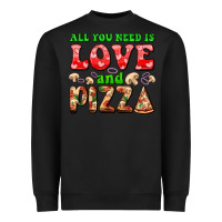 Black all you need is love and pizza Heavyweight Sweatshirt - AdoDesignShop