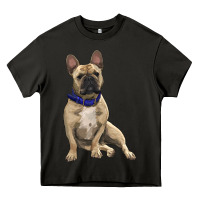 Asphalt french bulldog with royal blue Heavy Core Tee - RanaPortraitStore