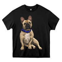 Black french bulldog with royal blue Heavy Core Tee - RanaPortraitStore