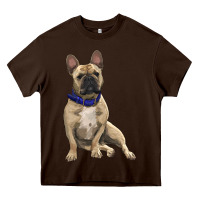Chocolate Brown french bulldog with royal blue Heavy Core Tee - RanaPortraitStore