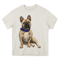 Cream french bulldog with royal blue Heavy Core Tee - RanaPortraitStore