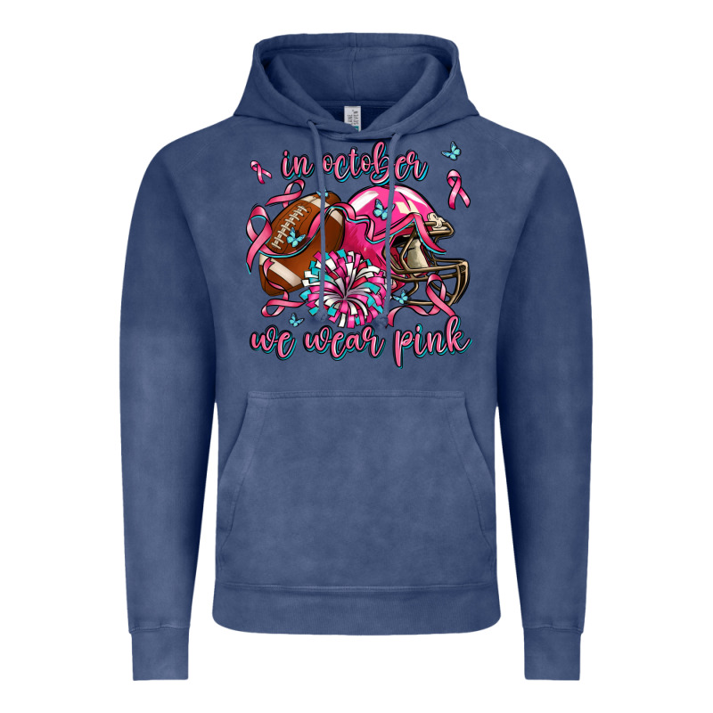In October We Wear Pink Football Vintage Hoodie by AdoDesignShop | Teevron