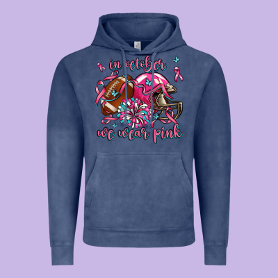 In October We Wear Pink Football Vintage Hoodie Designed By Adodesignshop