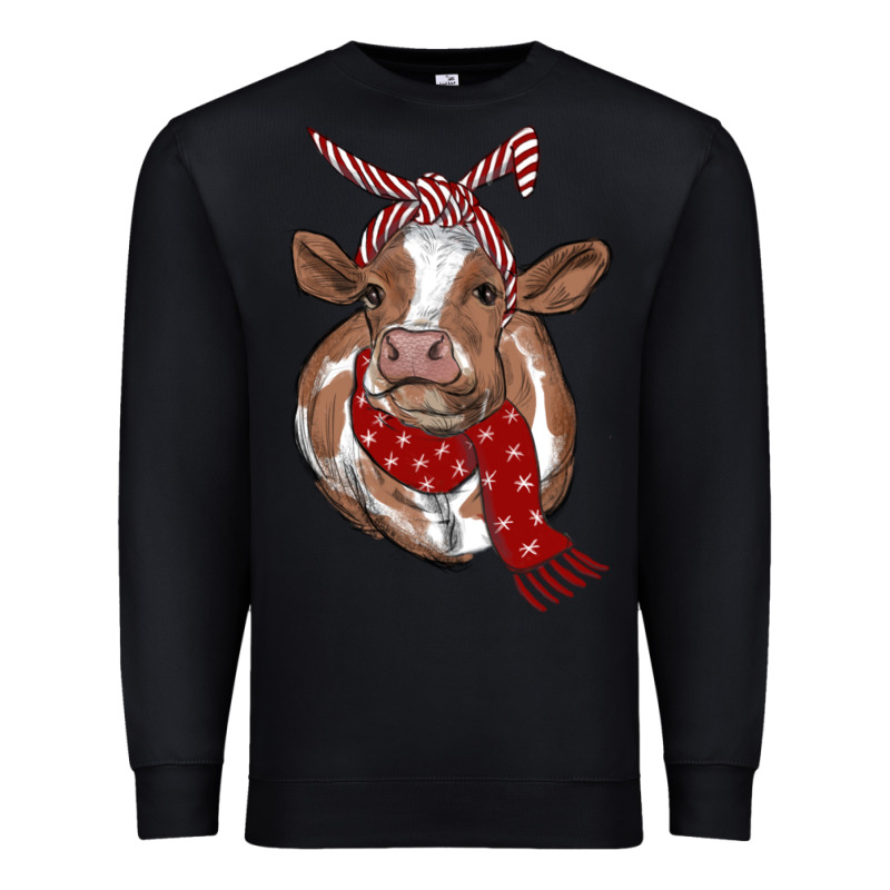 Christmas Heifer With Scarf Premium Sweatshirt by RanaPortraitStore | Teevron