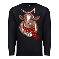 Black Christmas Heifer With Scarf Premium Sweatshirt - RanaPortraitStore