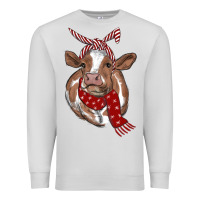 Dove Grey Christmas Heifer With Scarf Premium Sweatshirt - RanaPortraitStore