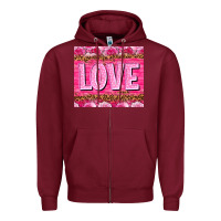 Burgundy love valentines day Zipper Hoodie - NancyCooperArtShop