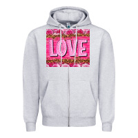 Heather Grey love valentines day Zipper Hoodie - NancyCooperArtShop