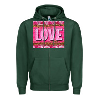 Sports Green love valentines day Zipper Hoodie - NancyCooperArtShop