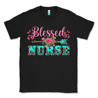 Black western blessed nurse pink floral arrow Classic Tee - BarkalooDesign
