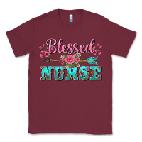 Burgundy western blessed nurse pink floral arrow Classic Tee - BarkalooDesign