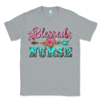 Heather Grey western blessed nurse pink floral arrow Classic Tee - BarkalooDesign