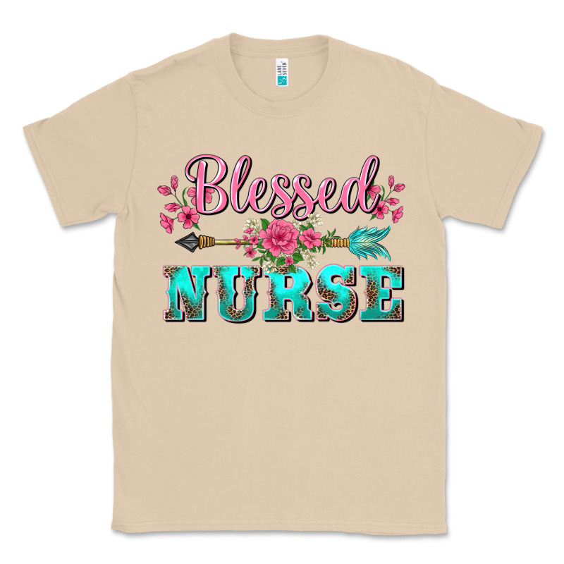 Western Blessed Nurse Pink Floral Arrow Classic Tee by BarkalooDesign | Teevron