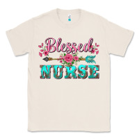 Natural western blessed nurse pink floral arrow Classic Tee - BarkalooDesign