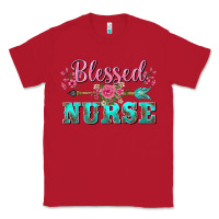 Red western blessed nurse pink floral arrow Classic Tee - BarkalooDesign
