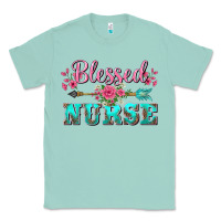 Seafoam western blessed nurse pink floral arrow Classic Tee - BarkalooDesign